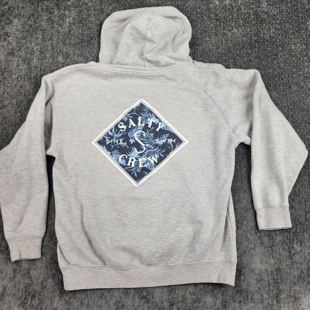 Salty Crew Hoodie Cotton Blend Men Large Gray Graphic Sink Swim - Picture 8 of 10